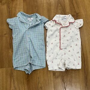 Petite Plume Baby's Twill Summer Romper set of 2 (in coastal charms and plaid)